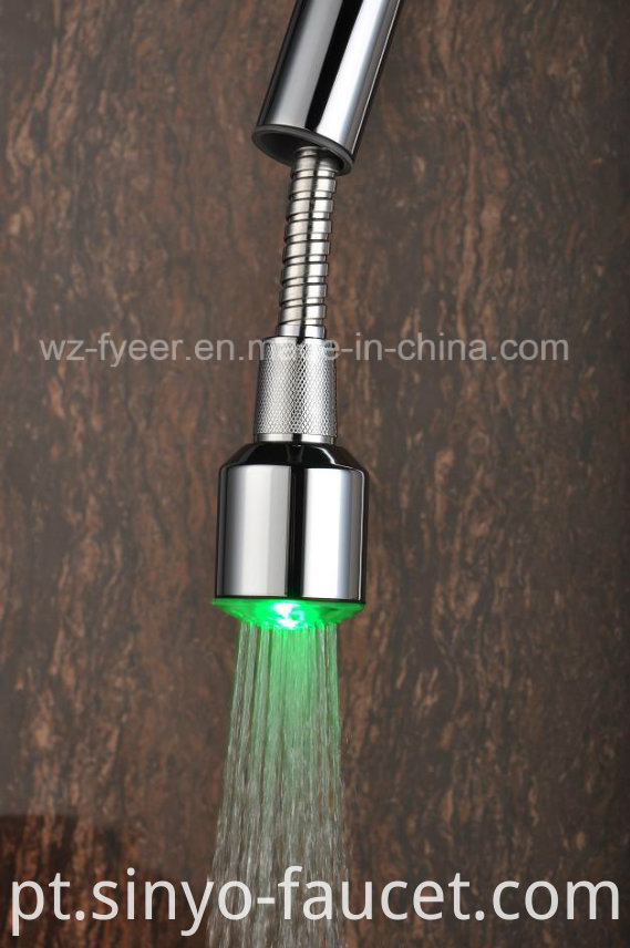 Pull-out Spray Self-Power 3 Color LED Kitchen Sink Faucet (QH0781-4F)